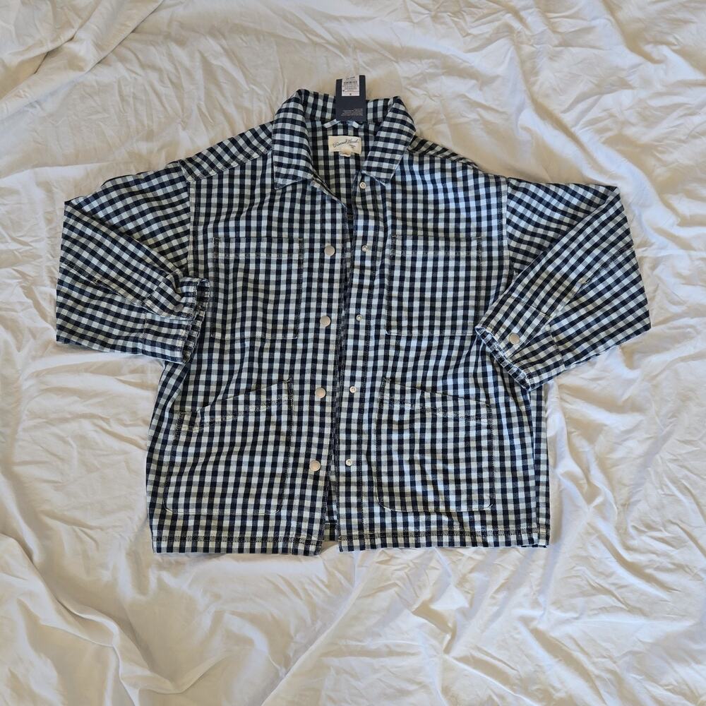 Universal Thread Men's Gingham Button-Up Shirt Blue White Long Sleeve S